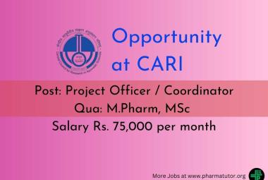 Opportunity for M.Pharm, MSc to join as Project Officer / Coordinator at Central Ayurveda Research Institute