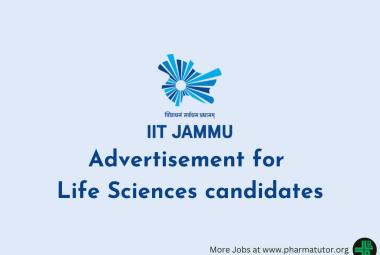Advertisement for Life Sciences candidates at IIT Jammu