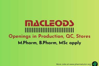 Interview for M.Pharm, B.Pharm, MSc in Production, QC, Stores Department at Macleods
