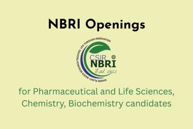 NBRI Openings for Pharmaceutical and Life Sciences, Chemistry, Biochemistry candidates