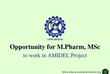 Opportunity for M.Pharm, MSc to work in AMIDEL Project at Institute of Microbial Technology