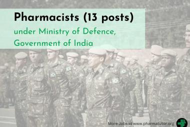 Openings for Pharmacists under Ministry of Defence