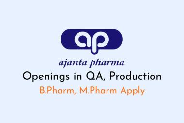 Openings in QA, Production at Ajanta Pharma