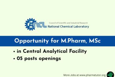 Opportunity for M.Pharm, MSc in Central Analytical Facility at CSIR-NCL