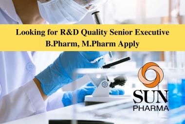 Sun Pharma looking for R&D Quality Senior Executive