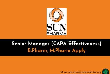 Sun Pharma looking for Senior Manager