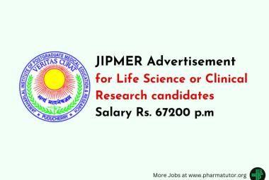 Advertisement for Life Science or Clinical Research candidates at JIPMER
