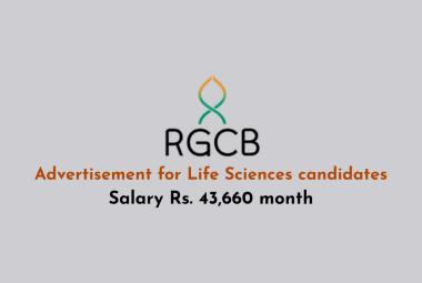 BRIC-RGCB Advertisement for Life Sciences candidates