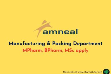 Amneal Pharma looking for candidates in Manufacturing & Packing Department