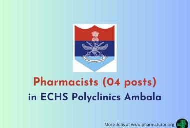 Openings for Pharmacists in ECHS Polyclinics Ambala