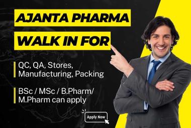 Ajanta Pharma Opens Roles in QC, QA, Stores, Manufacturing, Packing