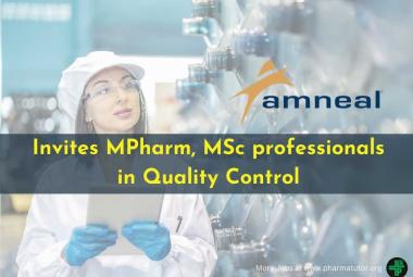 Amneal Pharmaceuticals invites MPharm, MSc professionals in Quality Control