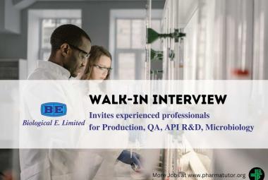 Biological E. Limited invites experienced professionals for Production, QA, API R&D, Microbiology