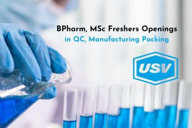 BPharm, MSc Freshers Openings in QC, Manufacturing Packing at USV Private Limited