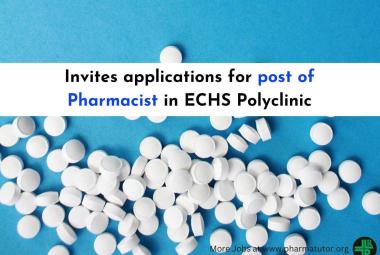 Invites applications for post of Pharmacist in ECHS Polyclinic