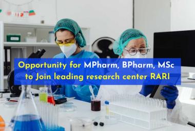 Opportunity for MPharm, BPharm, MSc to Join leading research center RARI