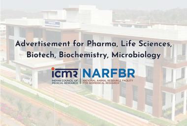Advertisement for Pharma, Life Sciences, Biotech, Biochemistry, Microbiology candidates at NARFBR