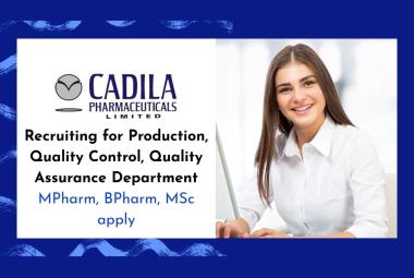 Cadila Pharma Recruitment | Production, QC & QA Roles