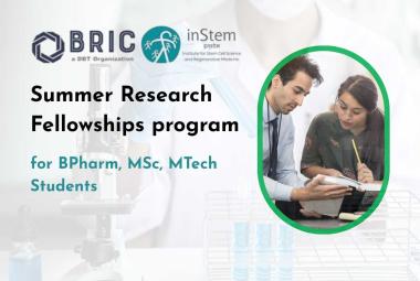 inStem Announces Summer Research Fellowship Programme for Pharmacy and Science Students