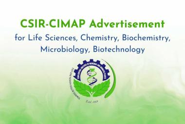 Advertisement for Life Sciences, Chemistry, Biochemistry, Microbiology, Biotechnology at CIMAP Research Centre
