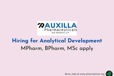 Auxilla Pharmaceuticals Hiring for Analytical Development