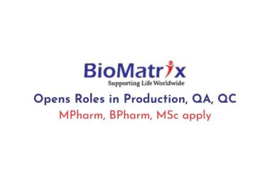 BioMatrix Opens Roles in Production, QA, QC