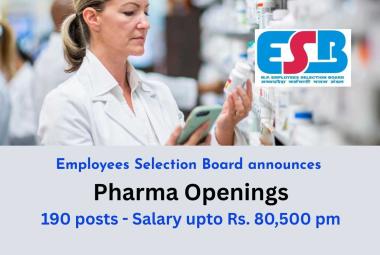 Employees Selection Board announces Pharma Openings