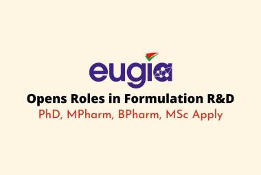 Eugia Pharma Opens Roles in Formulation R&D