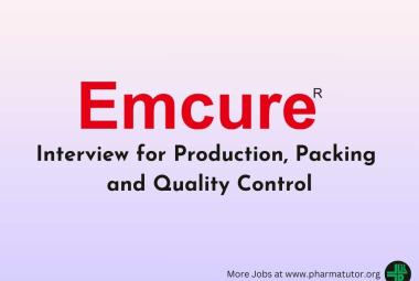 Interview for Production, Packing and Quality Control at Emcure