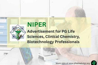 NIPER Advertisement for PG Life Sciences, Clinical Chemistry, Biotechnology Professionals