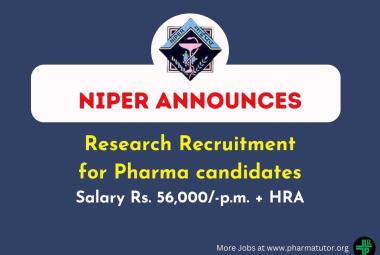 NIPER Announces Research Recruitment for Pharma candidates