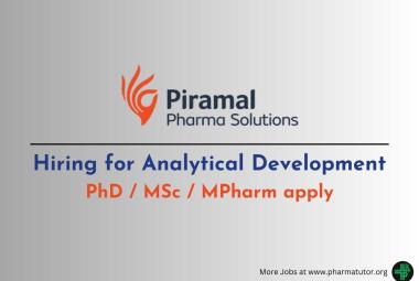 Piramal Pharma Hiring for Analytical Development