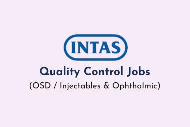 Quality Control Jobs at Intas Pharma