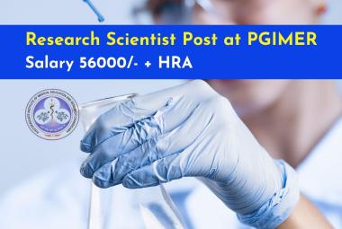 Applications are invited for Project Research Scientist at PGIMER