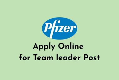 Apply Online for Team leader at Pfizer
