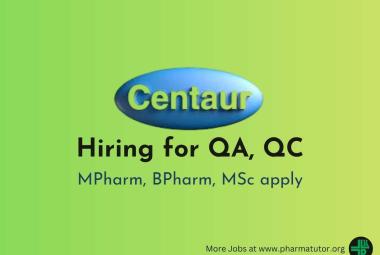Centaur Pharmaceuticals Hiring for QA, QC
