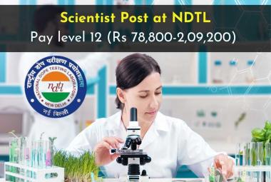NDTL Laboratory invites applications from Indian citizens for the post of Scientist