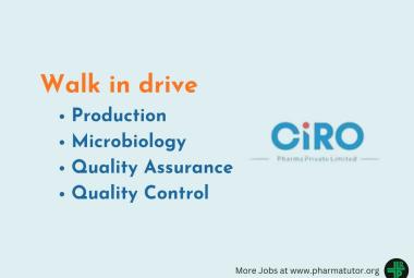 Walk in drive for Production, Microbiology, QA and QC at CIRO Pharma