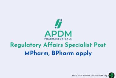 Work as Regulatory Affairs Specialist at APDM Pharmaceuticals