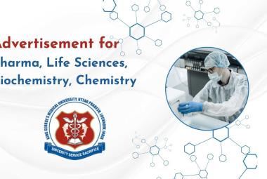 Advertisement for Pharma, Life Sciences, Biochemistry, Chemistry at KGMU