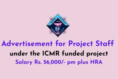 Advertisement for Project Staff under the ICMR funded project at NIPER