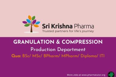 Job as Operators / Chemists at Sri Krishna Pharmaceuticals | B.Sc / M.Sc / B.Pharm / M.Pharm / Diploma / ITI can apply