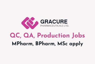 QC, QA, Production Jobs at Gracure Pharmaceutical