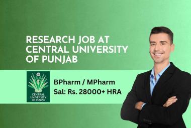 Research Job at Central University of Punjab | BPharm / MPharm career