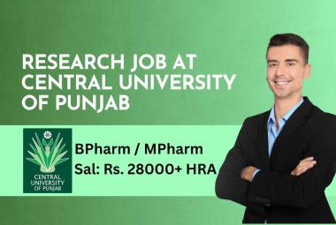 Research Job at Central University of Punjab | BPharm / MPharm career