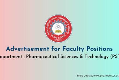 Advertisement for Faculty Positions at Mesra Campus