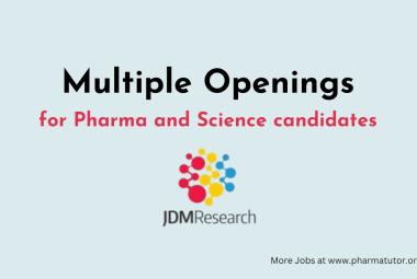 Interview for Pharma and Science candidates at JDM Research | Multiple Openings