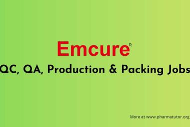 QC, QA,  Production & Packing Jobs at Emcure