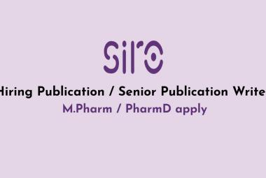 SIRO Clinpharm Hiring Publication / Senior Publication Writer