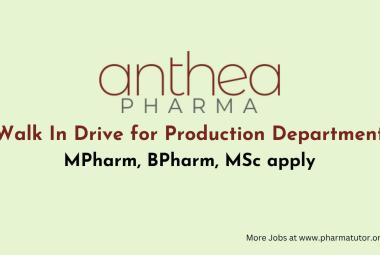 Walk In Drive for Production Department at Anthea Pharma